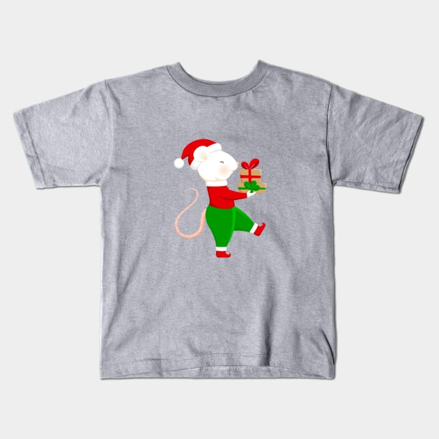 Cute Santa helper in Christmas elf costume. Kids T-Shirt by CraftCloud